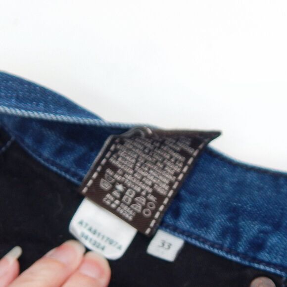 7 For All Mankind Jeans Mens Size 33 Blue Slimmy Dark Wash Tapered Leg - Picture 6 of 11